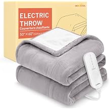 HOMLYNS LuxeHeat Heated Blanket Electric Blanket, Soft Flannel Sherpa Heated Throw, Heating Blanket with 5 Heat Settings, 3 hrs Timer Auto Shut Off 50x60 inches, Taupe, Only for 120V Voltage Use