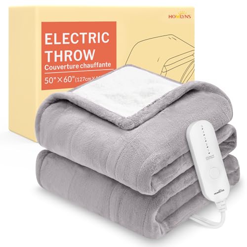 HOMLYNS HOMLYNS Heated Throw Blanket, 5 Heat Settings & 3 Hours Timer, Taupe