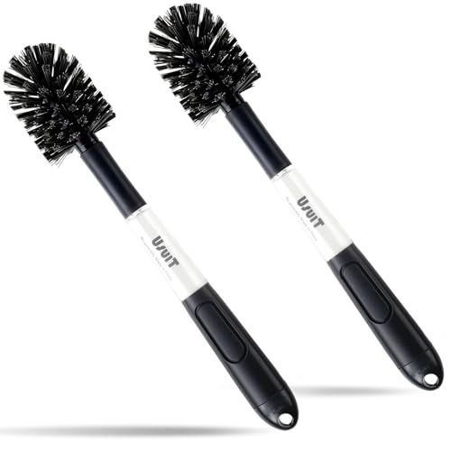 USUIT Soap Dispensing Bottle Brush, Comfort Grip, Gray, 2 Pieces (in one Package), Cleaning for Bottles, Pitchers and Carafes