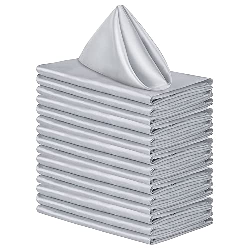 Fansu Servilletas de Tela Algodon&Poliéster, Lavable y Reutilizables Suaves Servilletas de Mesa para Hotel, Comida, Restaurante, Bodas, Eventos y Fiestas (Gris,30x30cm/12 Piezas)