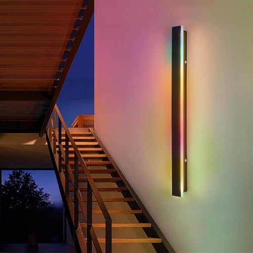Applique murale RGB dimmable 30cm étanche IP65 en métal noir et acrylique pour extérieur et villa