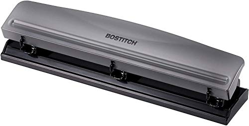 Bostitch 3 Hole Punch, 12 Sheets. 1-Count (Gray)