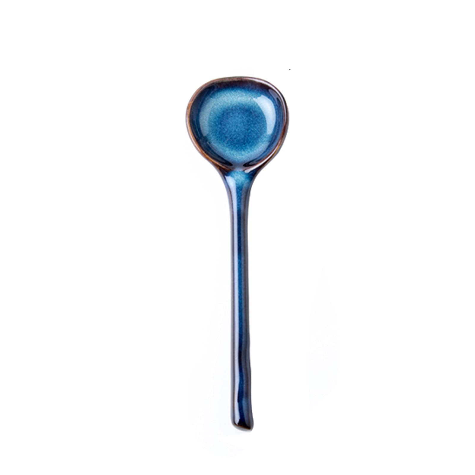 Lot de 6 cuillères en Vrac en céramique à Long Manche pour la Maison, Le Restaurant, la Salle à Manger, Petite cuillère rétro créative Ronde, Petite cuillère à Soupe, cuillères pou