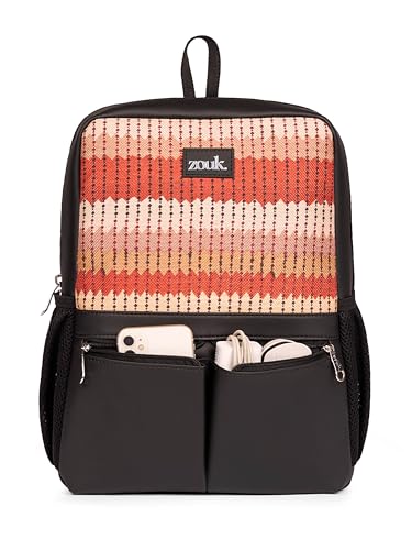 Image of ZOUK Men's Office Laptop Backpack (15.6 Inch) | Vegan Leather Travel Bag with Dual Compartments, Padded Laptop Sleeve, Trolley Sleeve, Waterproof Lining & Multiple Pockets |