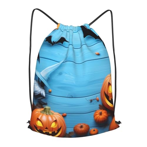 Drawstring Bag for Women Lightweight Sports Gym Bag Pumpkin and Bats Soccer Backpack for Travel