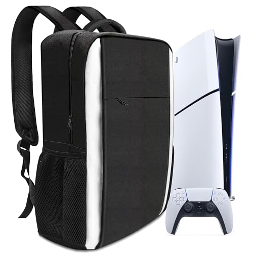 ASNOMY Game Backpack for PS5/PS5 Pro/PS5 Slim, PS5 Protective Travel Bag Carrying Case, Large Capacity Storage Bag for PlayStation 5 Console,Dual Controllers, Disc and Accessories