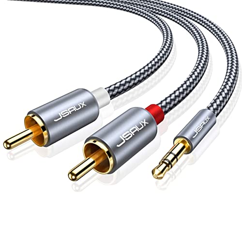 JSAUX Conector Minijack Audio Estéreo 3.5mm a 2 RCA 7.5M para HiFi, Sonido Móvil, Tablet, PC,...
