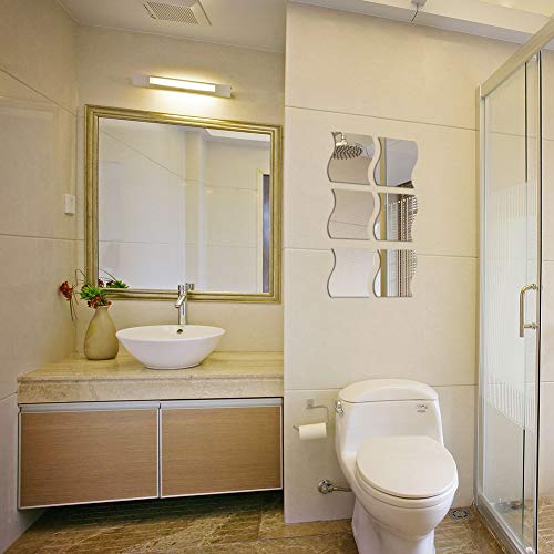 Nosqew Adhesivo de Pared con Espejo Ondulado 3D, Autoadhesivo, Decoración del Hogar, 6 Piezas de Plástico, 12x10 Cm, Arte Reflectante Moderno para Pelar y Pegar para Sala de Estar y (a)