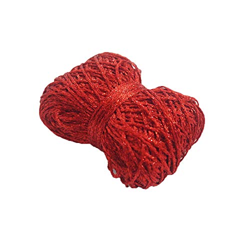 Clisil Red Glitter Yarn Crochet Thread Sparkle Metallic Lurex Lame Shine Yarn Bag Decorations 40g