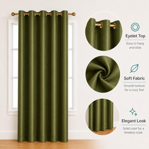 Image of Polyester Eyelet Door Curtain, Solid Plain Light Filtering Curtain for Bedroom, Living Room & Home Office, 7 Feet (84 x 48 Inch), Green, Pack of 1