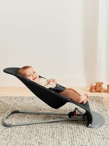 Image of BabyBjorn Bouncer Bliss, Black, Woven, Classic Quilt | 2-in-1 Adjustable Baby Bouncer Seat and Toddler Chair, Newborn to Toddler (8-29 lbs), 4 Positions, Lightweight & Portable