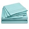 HOMEIDEAS 6-teiliges 3-reihiges geprägtes Bettlaken-Set, extra weich, gebürstete Mikrofaser, 1800 Bettlaken, tiefe Taschen, knitterfrei und verblasst nicht (Kingsize, Spa Blue)