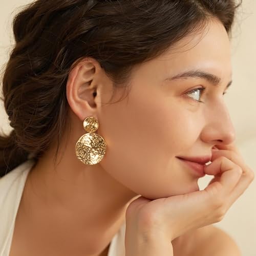 Milan Chiva Small Dangle Earrings for Women 14k Gold Plated Lightweight Huggie Drop Dainty Jewelry2