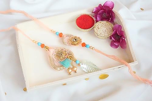 UtsaWe Rakhi Gift Box | Gift Box with Light Pink Couple Rakhi Inside | Rakhi Gift Set | Rakhi Gift Hamper | Perfect Rakhi Gift |Fancy Rakhi2