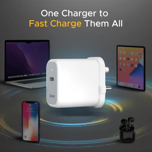 Image of Oakter 65W Fast Charger | Type-C Fast Charging Adapter for Laptop, Mobile, MacBook, iPhone 15 & Newer, iPad, Samsung | White | 3- Pin Plug (Adapter with Cable)
