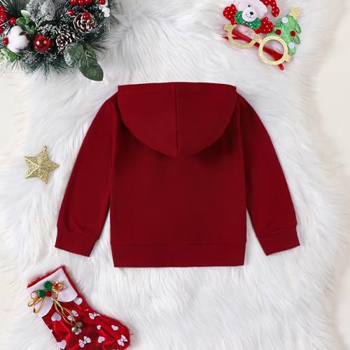 Toddler Boy Girl Christmas Hooded Sweatshirt Long Sleeve Letter Print Pullover Tops Kid Fall Winter Shirt Clothes2