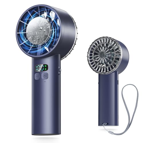 【2026年夏新登場 -25℃瞬間冷却】 ハンディファン 冷却プレート 手持ち扇風機 携帯扇風機 冷却ファン 6000mAh大容量 卓上 せんぷうき 静音 強力 小型 大風量 100無階段風量調節 接触冷感 クーラー機能 Type-C急速充電 ストラップ付き LEDディスプレイ 持ち運び便利 熱中症対策 アウトドア 暑さ対策 母の日 ギフト (ネイビー)の商品画像（Amazon）