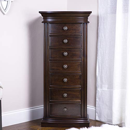 Hives And Honey Landry Jewelry Armoire, 18W X 12.5D X 40H, Walnut & Earring Tray Inserts (4 Pack) Jewelry Storage, Sand (9006-905) #TOP2