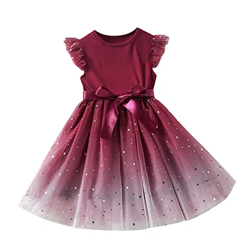 Vestidos de aniversário de tule, manga curta, para bebês e meninas, com laço e babados, vestido de N
