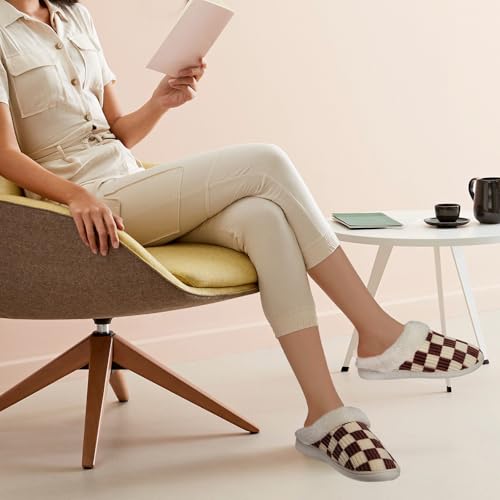 Image of Guyarns House Slippers for Women & Men - Fuzzy, Casual Indoor /Outdoor Shoes with Memory Foam & Faux Fur Lining