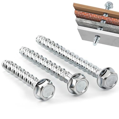 KOVSGQ Vis Beton Sans Cheville Tirefond Beton M12x100 8Stk Vis à Béton à tête Hexagonale Galvanisée avec Rondelle Pour maçonnerie Béton Architecture...