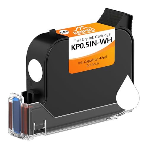 Image of 42ml Fast Dry Ink Cartridge KP0.5IN-WH for Handheld Inkjet Printer KP-MINI,KP-N01,KP007, 0.5inch /12.7mm SolvenHandheld Inkjet Printer KP-N01t Quick-Drying Ink Cartridge Replacement - White