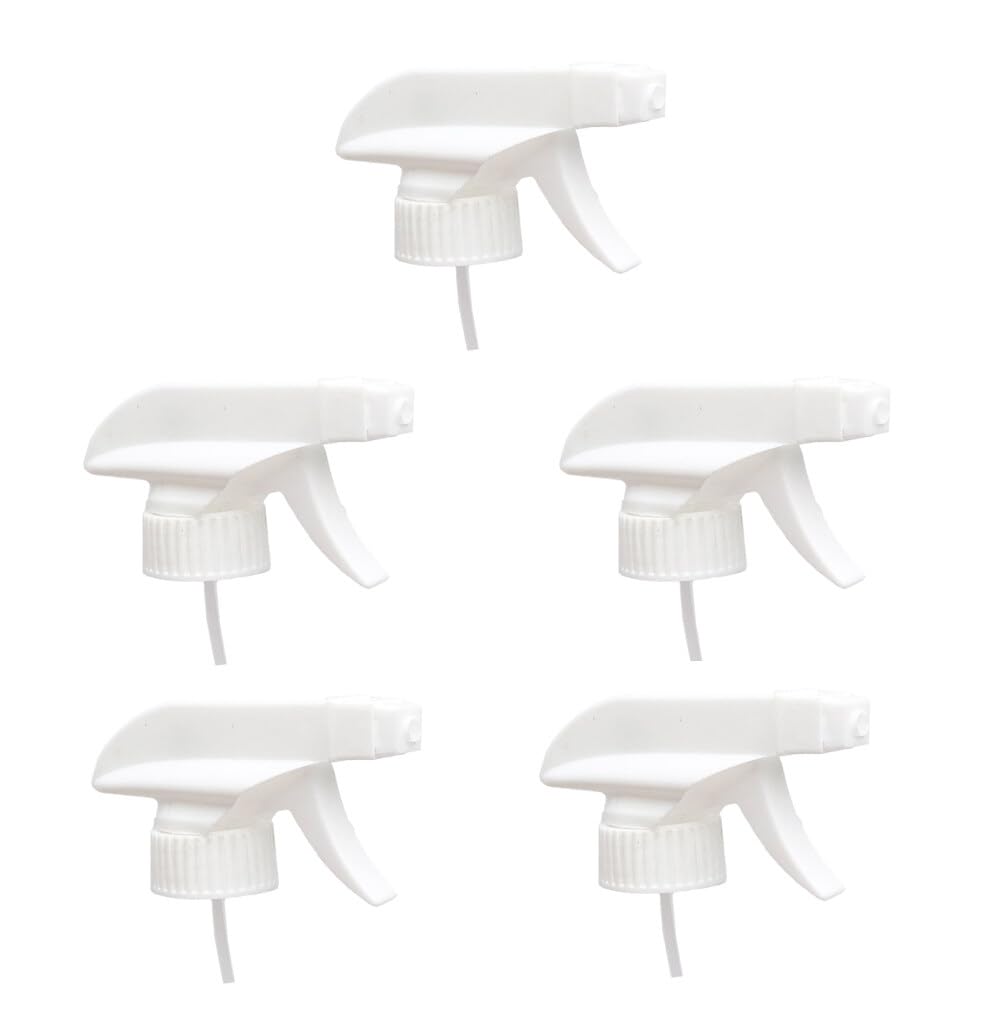 Leak-Free Spray Head Top Replacement for Auto/Car Detailing, Window Cleaning and Janitorial Supply, Good Sealable Fit for Home and Garden Use, Trigger & Nozzle Mist Spray Only, White, Pack of 5-image-9