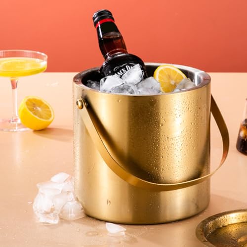 Seau à glace en acier inoxydable double paroi avec couvercle hermétique