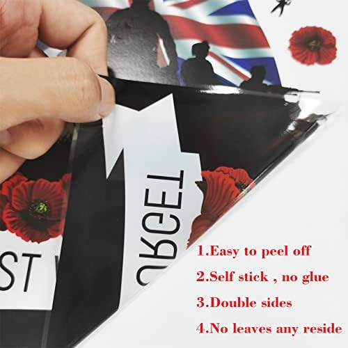 Remembrance Day Window Stickers 8 Sheets Poppy Window Stickers Double-Sided Lest We Forget Window Sticker for Glass Soldiers Remembrance Day Window Stickers Waterproof Remembrance Day Decorations