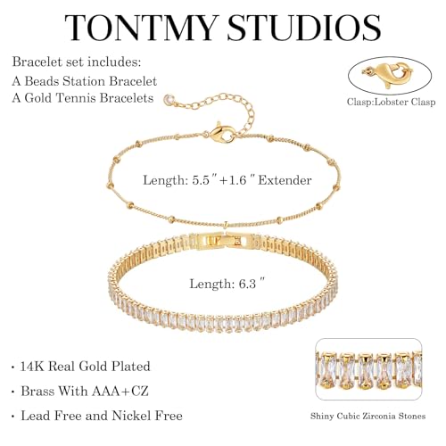 Bracelet for Women Gold Layered Set 14K Gold Filled Stackable Bracelets Trendy Figaro Satellite Chain Cuban Link Minimalist Dainty Bracelet Tennis Bracelet Jewelry4