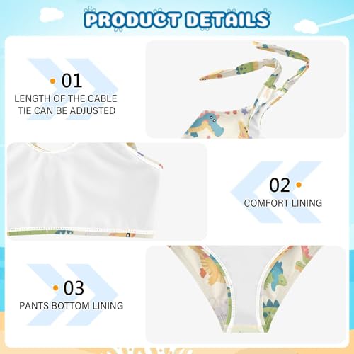 KLL Cute Cartoon Crocodile Alligator Girl 2 Piece Bikini Set Beach Swimsuit Swimming Suits Adjustable Shoulder Strap4