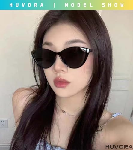 Image of WAVE Cat Eye UV400 Protection Sunglasses for Women Stylish - Chic UV Protected Retro Woman Shades - Korean Designer Trendy Branded Metal Hinge Frame - Cateye Goggles