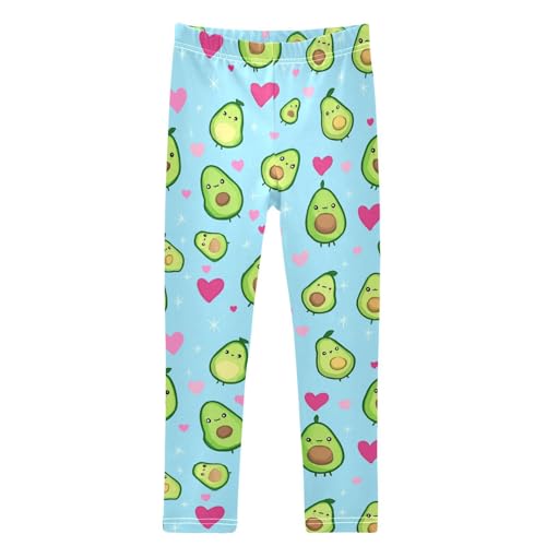 Boccsty Cute Kawaii Green Avocado Pink Hearts Girls Leggings Kids Yoga Pants Dance Active Tights 4T