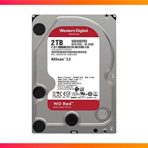 WD Red NAS WD20EFRX Interne Festplatte (2 TB, 8,9 cm (3,5 Zoll), SATA 6 GB/s, Puffer: 64 MB, für My Cloud EX2, EX4) – Ansicht 2