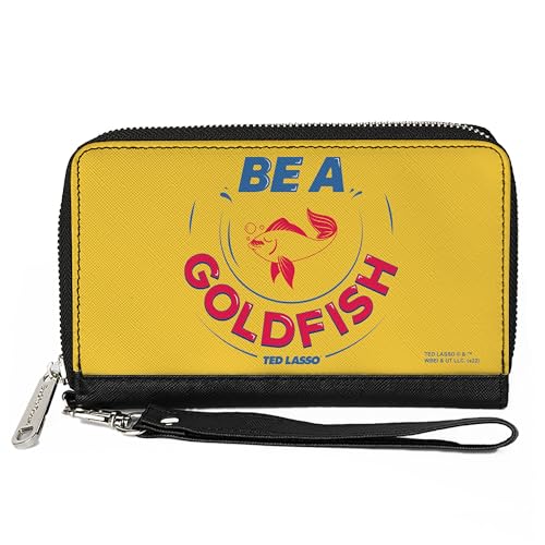 Buckle-Down PU Zip Around Wallet Rectangle Ted Lasso Be a Goldfish Quote Yellow Blue Red