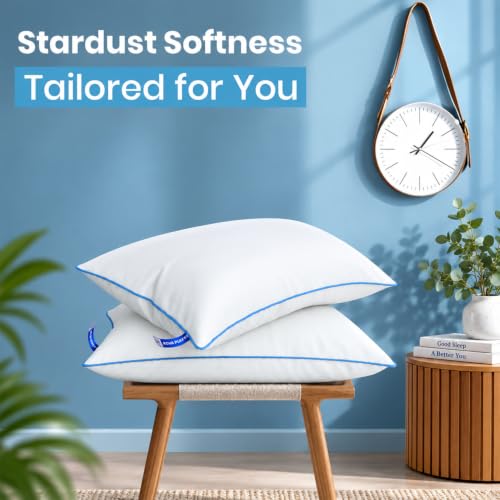 Image of ROMA PUF Stardust Virgin Microfiber Pillow, Height Adjustable, Orthopedic, Toxin-Free, Soft & Supportive for Neck Back Shoulder Cervical Side Sleeping, Pack of 2 (24x16 Inch)(Bag Included)