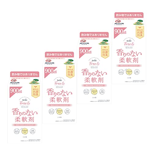 ファーファ 濃縮 柔軟剤 無香料 フリー& (フリー アンド) エコ パック 詰替 (900ml) 4個 セット