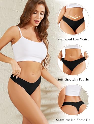ANSUKOO Women's Seamless Thong Underwear 6 Pack,No Show Invisible Panties,Soft Comfortable Tanga for Ladies Female Workout4