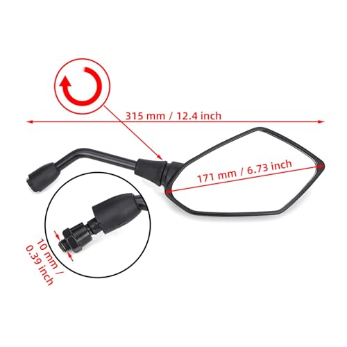Espejos retrovisores negros de 10mm para motos Kawasaki Z900, Z800 y serie ER-6N 3
