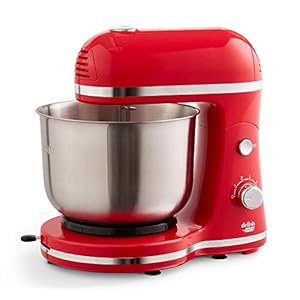 DASH Delish by DASH Compact Stand Mixer, 3.5 Quart with Beaters & Dough Hooks Included – Red