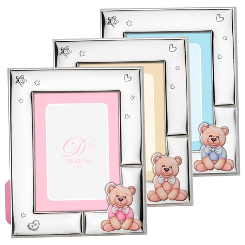 Portafotos Laminado en Plata de Ley 925‰ Infantil con diseño de Osito, fotos de 10x15 cm. (R236-3)
