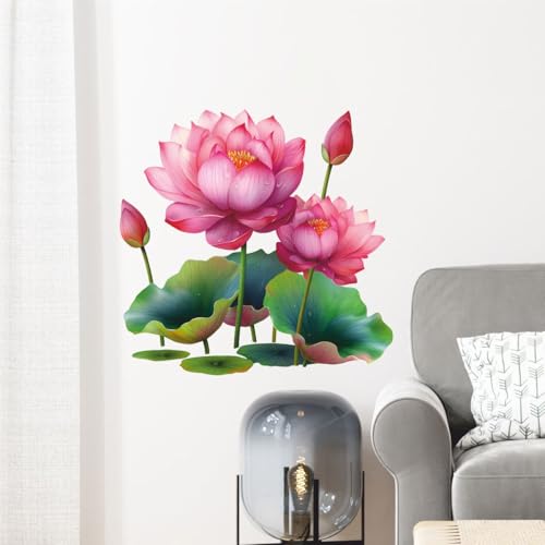 Image of Decal O Decal Elegant Lotus Flower Wall Sticker for Living Room & Bedroom Self Adhesive Wall Sticker