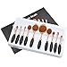 10pcs Makeup Brushes Soft Oval Foundation Brush, Professional Toothbrush Foundation Brushes Powder Blusher Curve Cosmetic Makeup Kit Cream Contour Concealer Eyeliner Brow Blush Tool - Box Package