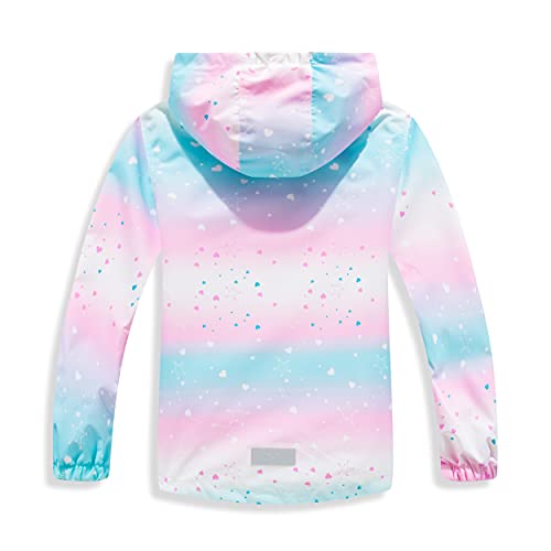 Image of MGEOY Kids Rain Jacket, Waterproof Lightweight Hooded Windbreaker for Boys Girls 4-14Y