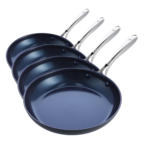 Image of Blue Diamond Cookware Hard Anodized Ceramic Nonstick, 10 inch Frying Pan Skillet, PFAS-Free, Dishwasher Safe, Oven Safe, Grey (Pack of 4)