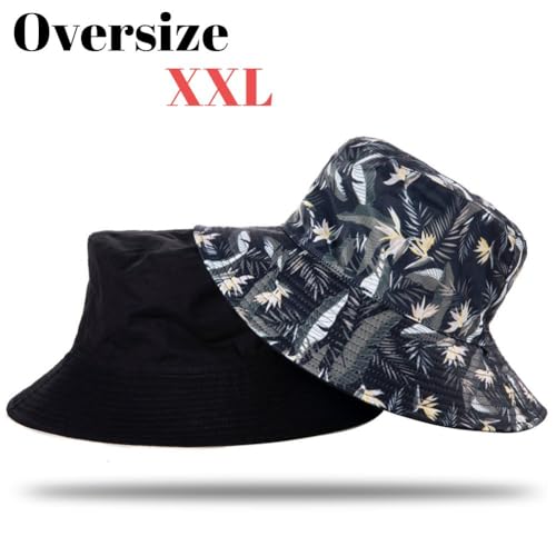 Image of Oversize XXL Bucket Hat Reversible Extra Large Sun Hat Big Head Wide Brim Fishing Hat for Men Women