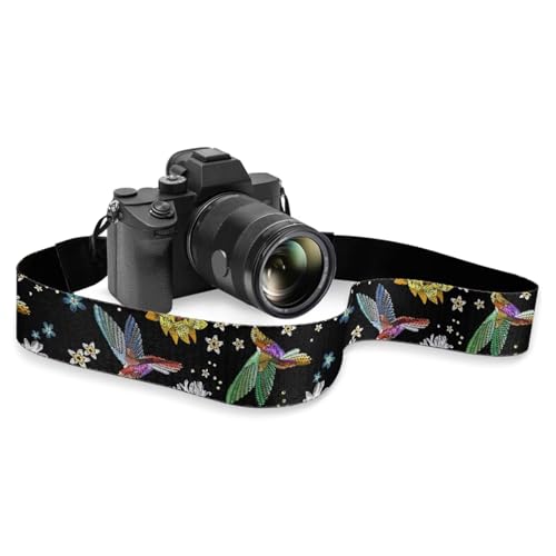 GLENLCWE Hummingbird Floral Camera Strap,Adjustable Camera Strap for Photographers Soft Shoulder Neck Strap Replacement Fit Most Cameras