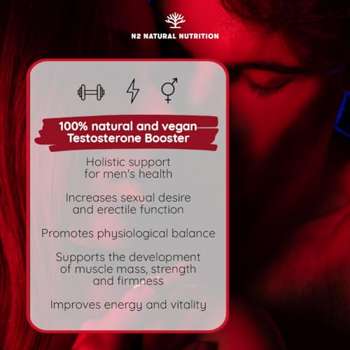 Testosterone Supplements for Men. Contributes to Normal Testo Levels | Maca, Fenugreek, Ginseng, B6, Taurine, Zinc, Black Pepper for Muscle & Energy Booster. 90 Capsules. Vegan N2 Natural Nutrition - Image 3