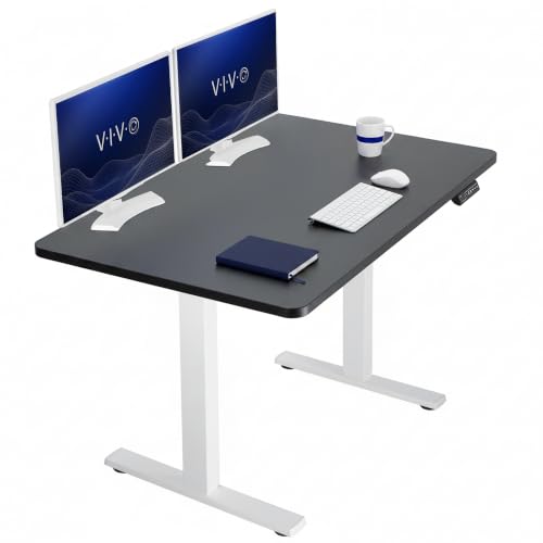 Image of VIVO Electric 48 x 30 in Standing Desk, Memory Height Adjustment, 1B Series, Holds 220 lbs, One-Piece Black Top, White Frame, DESK-KIT-1W5B