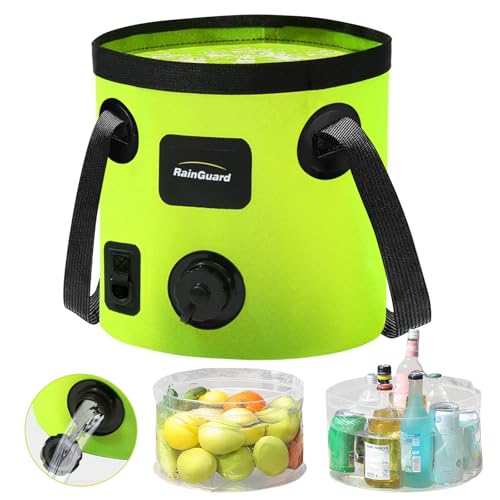 Cubeta Plegable con Asa, Contenedor de Agua de 5.3 Galones, Verde